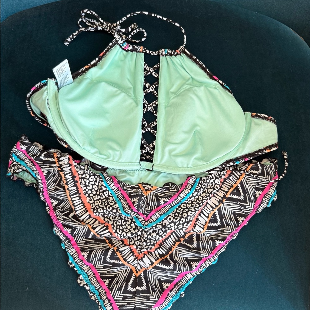 Coco Rave Multicolor Ruffle Bikini top & bottoms - Picture 3 of 5